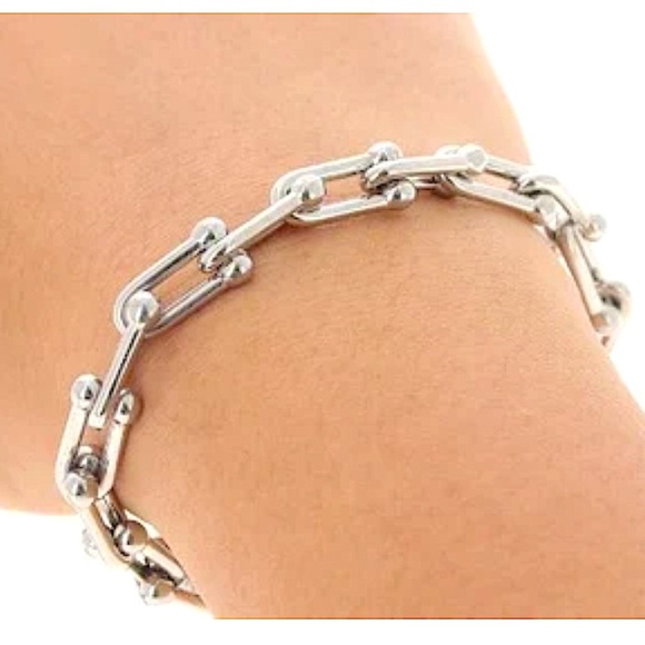 Sterling Silver U Link Bracelet, Horseshoe, Paperclip unisex - Picture 8 of 9